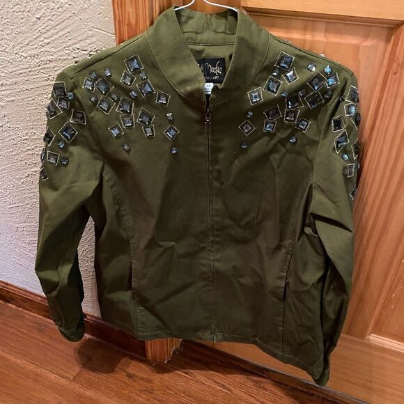 Bob Mackie green stone embellished jacket size medium - Picture 1 of 10